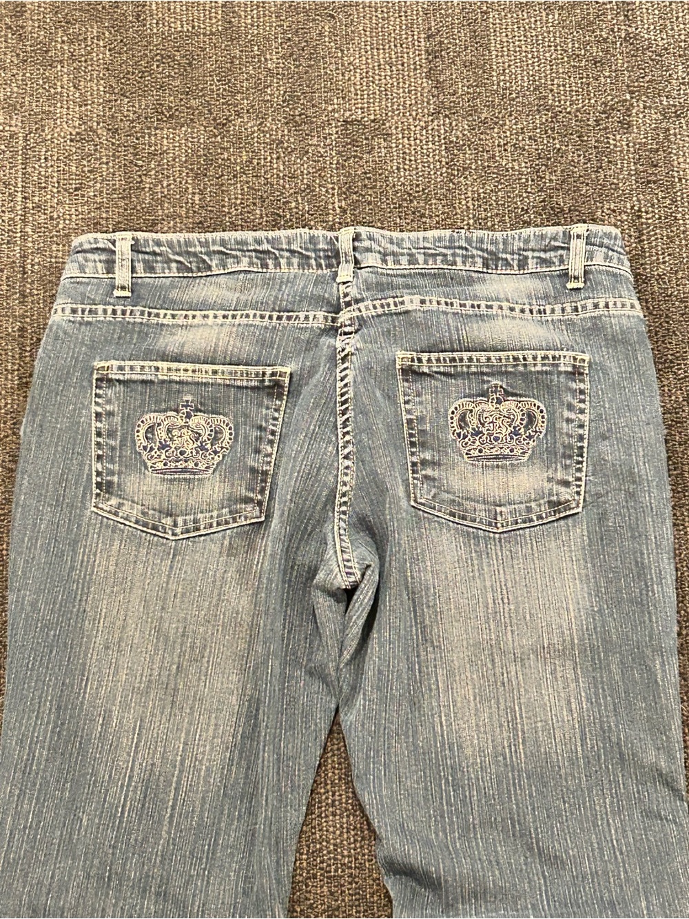 Light Wash Embroidered Crown Pocket Men’s Jeans